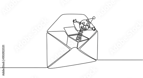 Jack in the Box Surprise Envelope Toy - Continuous Line Art