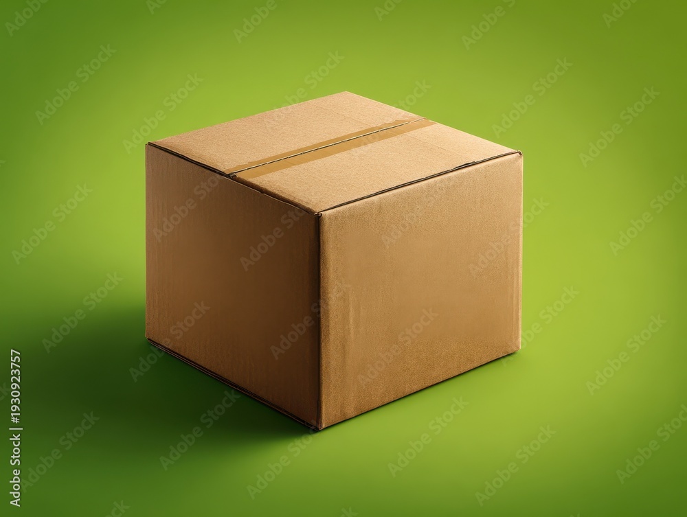 Fototapeta premium cardboard box closed isolated on a green background