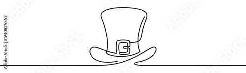 Leprechaun hat continuous line drawing illustration capturing the spirit of Irish culture and St. Patrick's Day festivities.