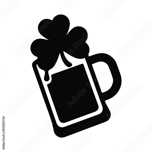 Beer Mug With Foam Icon Black Silhouette