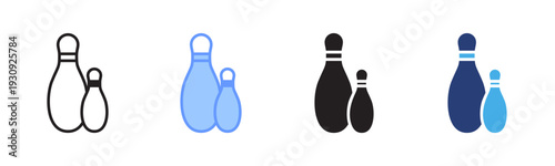 Pin Bowling icon set multiple style collection