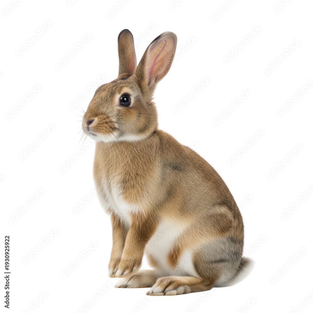 Obraz premium A brown rabbit sitting on a white background