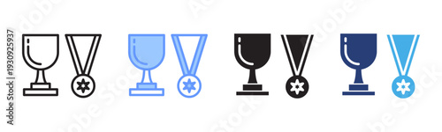 Trophy icon set multiple style collection