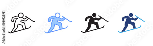 Ice Skating icon set multiple style collection