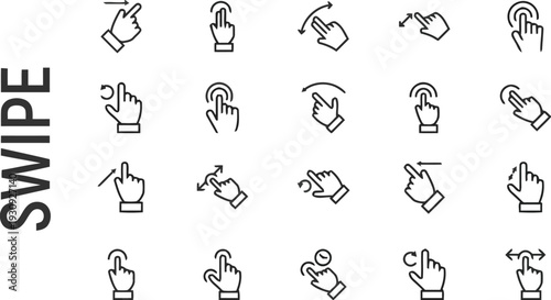 Collection of hand gesture icons for touch screen interactions