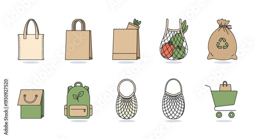 Assortment of Reusable Shopping Bags and Totes for Eco-Friendly Errands.