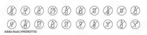 Collection of prohibition signs for various alcoholic beverages
