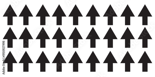 Sharp pointed arrow silhouette with triple line shaft.