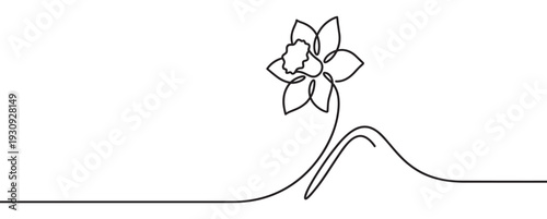 Daffodil flower continuous line drawing captures the elegant beauty of nature with a minimalist and modern artistic style.
