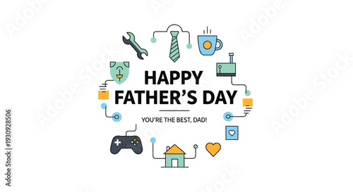 Set of 20 Father's Day icons vector