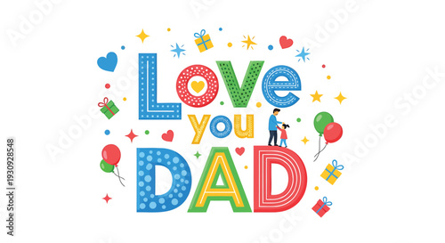 Vector 'Love you DAD' typographic illustration