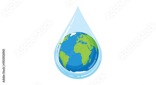 Vector illustration of globe in a water droplet