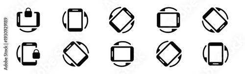 Collection of smartphone icons showing rotation and lock states
