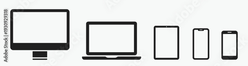 Desktop computer laptop tablet and smartphones digital devices vector