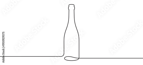 Elegant champagne bottle drawn with a single continuous line, creating a minimalist and sophisticated design perfect for celebrations and luxury concepts.