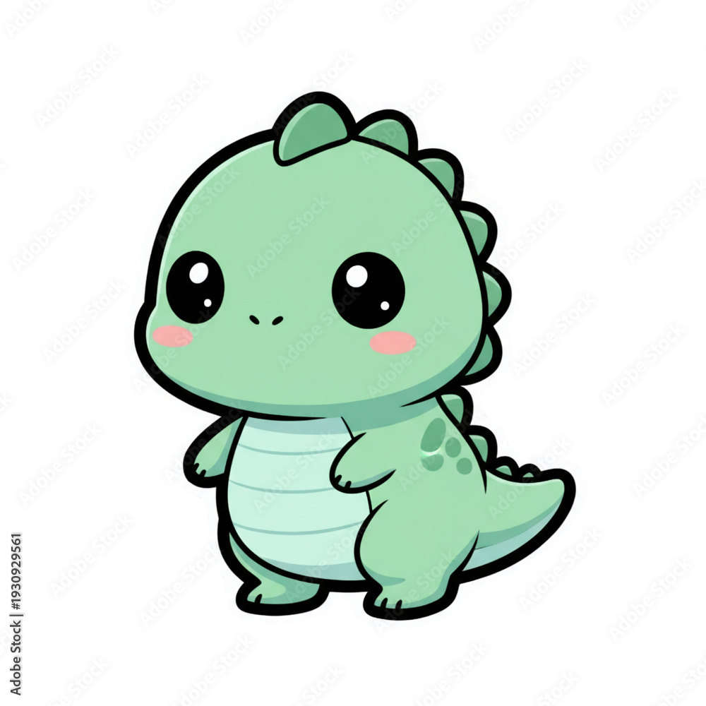 Naklejka premium Adorable baby dinosaur character in pastel flat vector style. Perfect for kids themes, nursery decor, sticker packs, and playful branding.