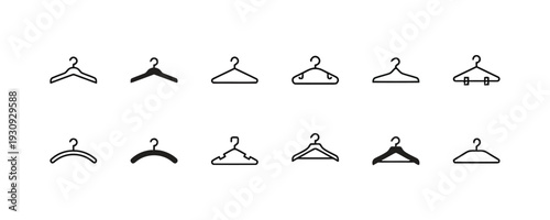 Collection of various simple outline clothes hangers for wardrobe and closet