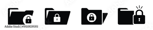 Folder icons with lock symbols representing file security and data protection
