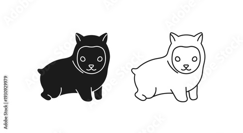 Cute black and white cat illustration, perfect for your design needs Vector