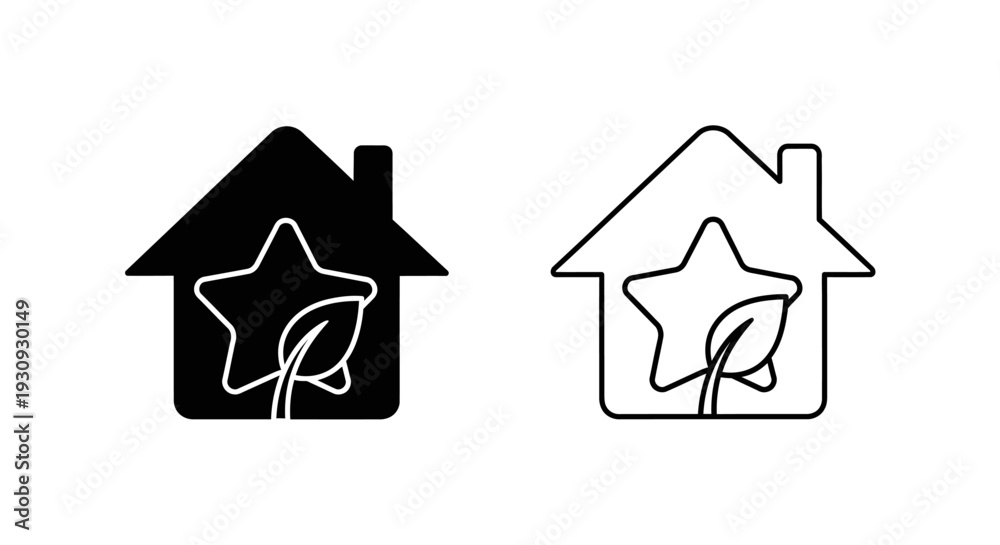 Obraz premium Modern house designs with star and leaf symbols Vector