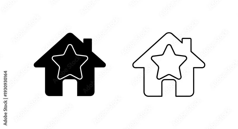Obraz premium Modern house icon with star design, minimalist home symbol, vector illustration Vector