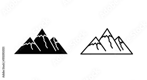 Black and white mountain illustration, vector graphics, design elements, clip art Vector