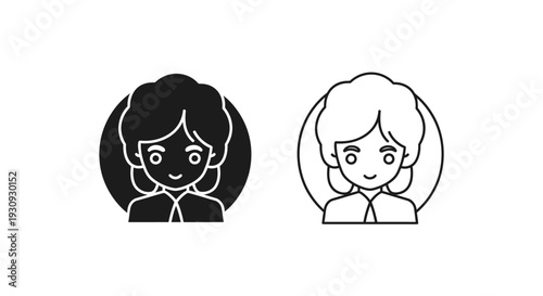 Two cartoon girls with different hair colors and styles, black hair and blonde hair Vector