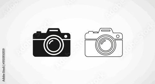 Two cameras: one black and one white, minimalist design, vector illustration Vector