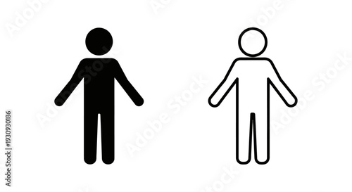 Gender symbols: man and woman icons in black and white for diversity and inclusion Vector