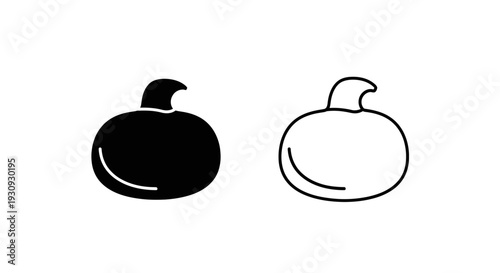Two simple black and white pumpkin designs for halloween and fall season Vector