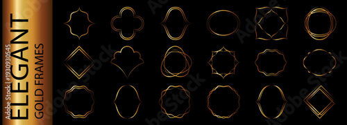 Frame label cover for gold golden border and luxury rococo oval. Antique baroque ornament for vintage simple boarder and square invitation vector. Frame elegant rectangle for gold deco design