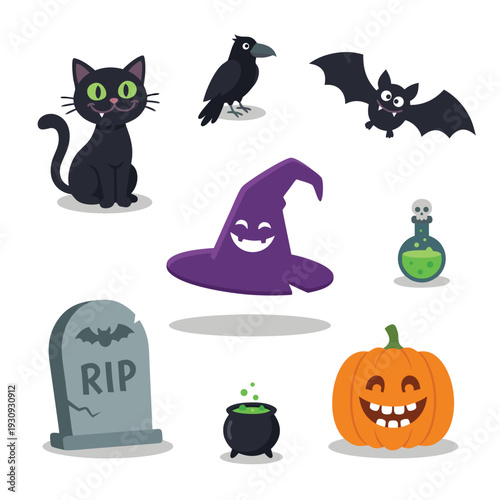 Halloween Icons Collection with Spooky Elements.