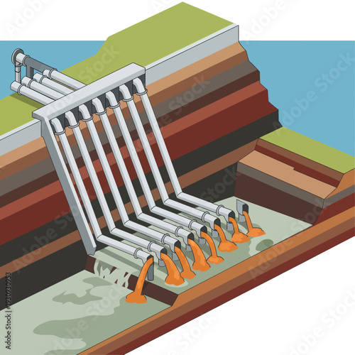 Geothermal Power Plant Diagram Showing Heat Extraction Process.