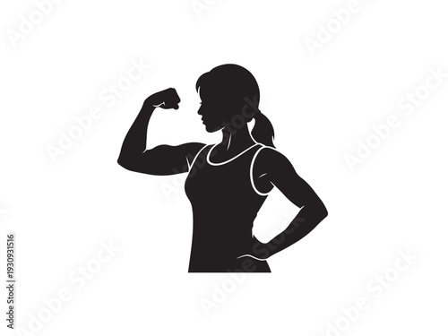 Confident woman showing strength and empowerment in black silhouette