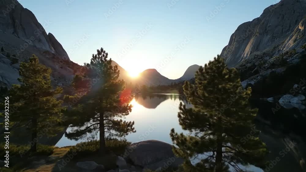 custom made wallpaper toronto digitalMajestic mountain lake at sunrise with pine trees and reflections