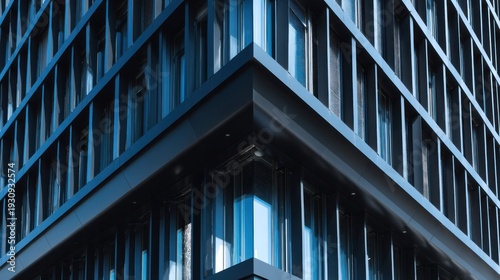 Modern architectural detail abstract exterior view of a high rise building