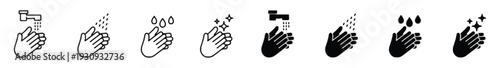 Hand washing icons illustrating hygiene and clean hands