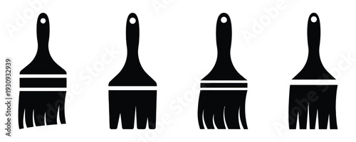 Paint brushes in different styles and bristle configurations for artistic creations
