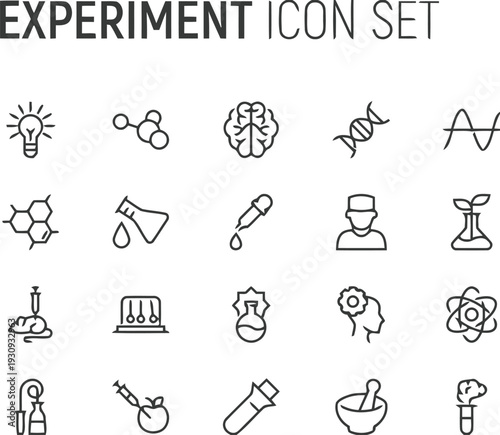 Laboratory research and science experiment vector line icons for education