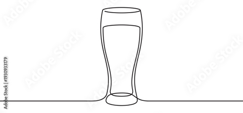Pilsner glass continuous line drawing illustration represents a refreshing beverage perfect for a celebratory toast or casual drink.