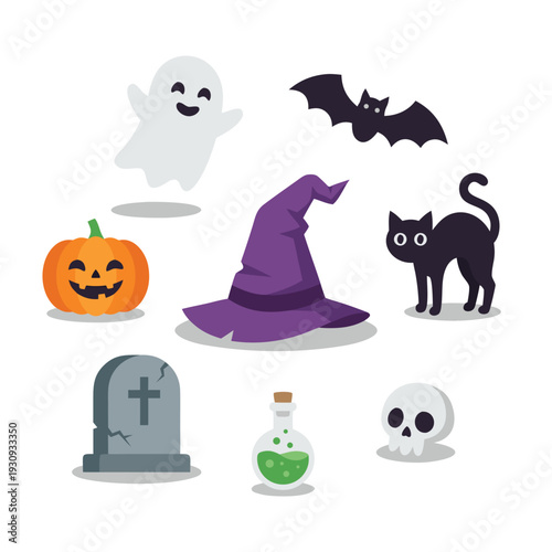 Halloween Icons Collection Spooky Elements.