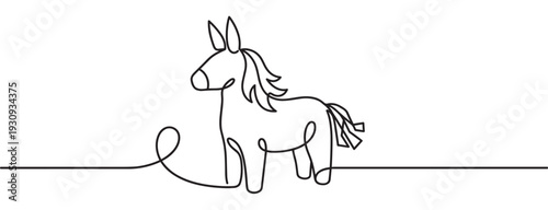 Donkey piñata continuous line drawing illustration in a minimalist style perfect for festive celebrations, parties, and events.