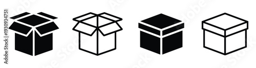 Set of box icons open and closed for shipping and packaging concepts