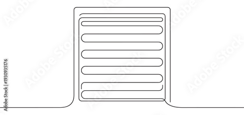 Continuous line drawing of a heating coil element diagram illustrating a modern radiant floor heating or cooling system.