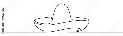 Sombrero hat continuous line drawing illustration representing Mexican culture and traditional festive celebrations.