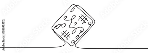 Continuous line drawing credit card with abstract symbols representing modern finance and digital transactions.