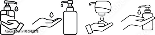 Hand sanitizer usage steps illustration