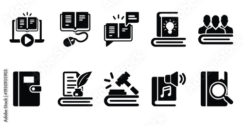 Set of education icons for online learning and academic success symbols