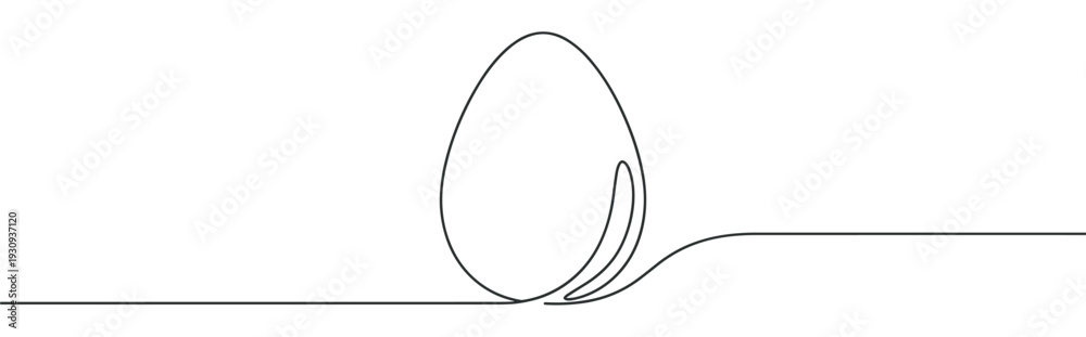 Fototapeta premium Single continuous line drawing of an egg, symbolizing new beginnings and simple elegance in a modern art style.