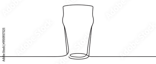 Continuous line drawing of a beer glass creating a minimalist and elegant illustration of a classic drinking vessel for beverages.